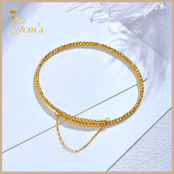 18K Real Gold Beads Bangle one size