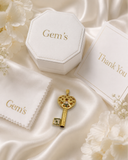 18K Real Gold Heart Key Pendant