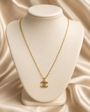 18K Real Gold Double C Pendant Necklace | 16 Inches | 750 Stamped