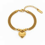 Premium Stainless Steel Double Chain Heart Bracelet
