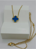 Blue Clover Gold Premium Stainless Steel  Necklace – 16” + 2” Extender | 18K Gold Plated