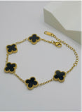 Black Clover Bracelet – Premium Gold Plated Stainless Steel – Adjustable 6.5”–8”