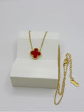 Crimson Clover Necklace – Premium Gold-Plated Stainless Steel | 16”+ 2”Extender
