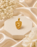18K Real Gold Horse Shield Pendant