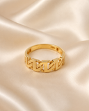 18K Real Gold Geometric Link Ring – Size 7.5
