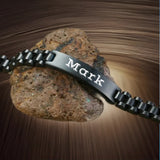 ID Tag Bracelets for Men High Polished Stainless Steel Blank Chain Wrist Bangle Male Gentleman Business Gift