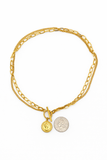 Premium Stainless Steel Layered Coin Toggle Necklace - 16” + 2” Extender