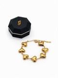 Premium Stainless Steel Puffed Heart Chain Bracelet - 6.5” + 2” Extender