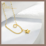 18K Real Gold Dainty Star Necklace 16-18”