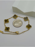Tiger Gold Clover Bracelet – Premium Gold-Plated Stainless Steel | Adjustable 6” + 2” Extender