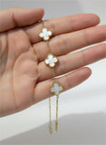Premium White Clover Bracelet – Gold-Plated Stainless Steel | Adjustable 6” + 2” Extender