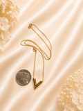 18K Real Gold V Necklace | 16+1 Inches | 750 Stamped