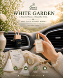 Gem’s White Garden Bundle  Luxury Vent Clip Diffuser & Air Mist Set  Book No. 04 – White Garden