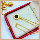 18K Real Gold Double sided Black and White Love Necklace 18”