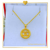 18K Real Gold Double C Necklace 18”