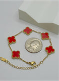 Crimson Clover Bracelet – Premium Gold-Plated Stainless Steel | Adjustable Fit