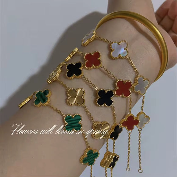 18K Gold Plated Stainless Steel Clover Leaf Bracelet