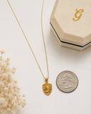18K Real Gold Horse Shield Pendant Necklace 18 Inches Long 750 Stamped