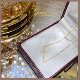 18K Real Gold Cross Necklace 16-18”