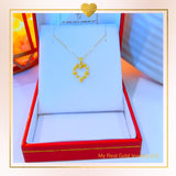 18K Real Gold Heart Hardware Necklace 18”