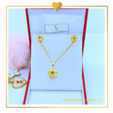 18K Real Gold Love Knot Set of Earrings and Necklace 18”