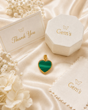 18K Gold Green Malachite Heart Pendant