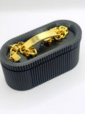 Signature Lock Personalized ID Bracelet – Premium Gold Plated Stainless Steel (Includes Engraving & Gift Box)