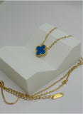 Blue Clover Gold Premium Stainless Steel  Necklace – 16” + 2” Extender | 18K Gold Plated