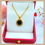 18K Real Gold Double sided Black and White Love Necklace 16”