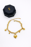 Premium Stainless Steel Heart Charm Bracelet - 6.5” + 2” Extender