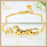 Brazilian Gold Jewelry Leopard Necklace Bracelet Set 21k Gold Plated Copper Dubai Saudi