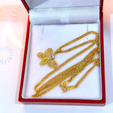 18K Real Gold Butterfly Necklace 18”