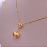 18K Real Gold Heart  Necklace 16”