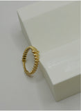 18K Real Gold Beaded Band Ring – Size 5