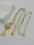 Solid Gold Two-Tone Mariner Chain 22” (9.4g) + 18K Heart Key Pendant Set