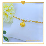 18K Real Gold Heart Bracelet 7.5”