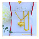 18K Real Gold Heart Necklace 18”