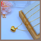 18K Real Gold Heart Necklace 18”