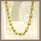 18K Real Gold Hardware Necklace 18”