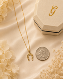 18K Real Gold Horseshoe Pendant Necklace