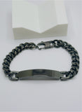 Personalized Black Stainless Steel ID Bracelet (Unisex)