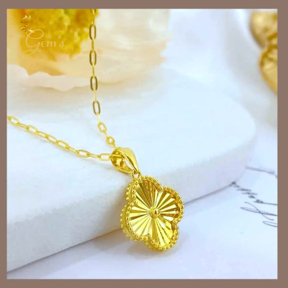 18K Real Gold Four-Leaf Clover Necklace – A Touch of Luck and Elegance**

18-20”