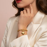 Gold Stainless Steel Heart Toggle Bracelet