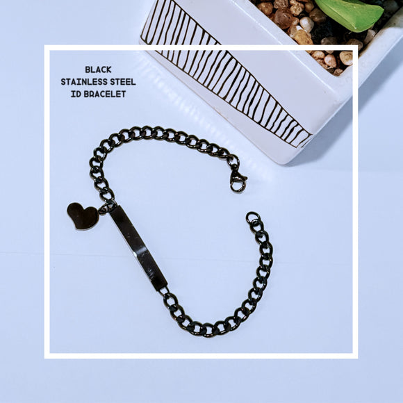 Black Stainless steel Women’s ID Bracelet (Personalized)