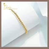 18K Real Gold Beads Chain Bracelet 7.5”