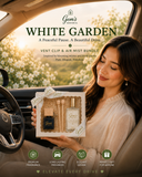 Gem’s White Garden Bundle  Luxury Vent Clip Diffuser & Air Mist Set  Book No. 04 – White Garden