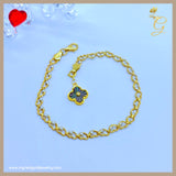18K Real Gold Black Clover Bracelet size 7.5”