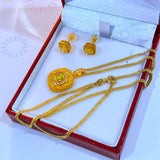 18K Real Gold  Citrine Diamond Set of Earrings and Necklace 18”