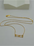 18K Solid Gold Minimal Link Bar Necklace – Adjustable 16–18”