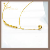 18K Real Gold Drop Bead Necklace 16-18”